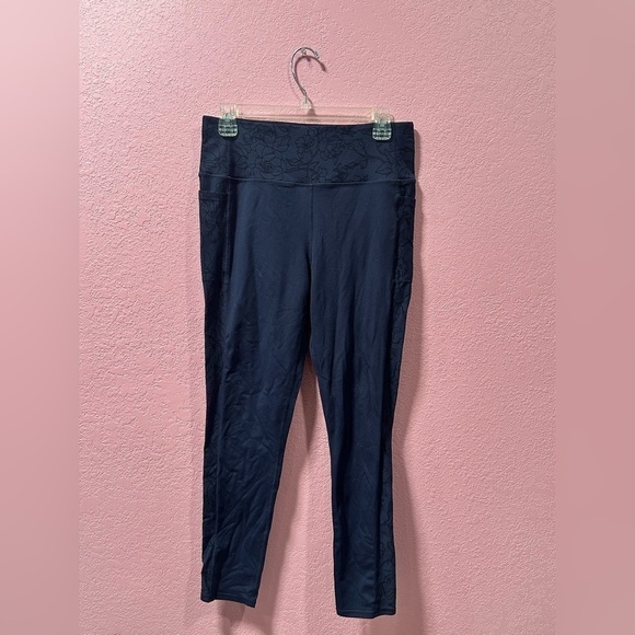SKETCHERS Blue Floral Print Leggings with pockets Size L - Picture 1 of 4